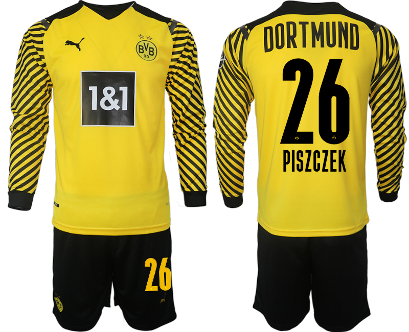 Cheap Men 2021-2022 Club Borussia Dortmund home yellow Long Sleeve 26 Soccer Jersey